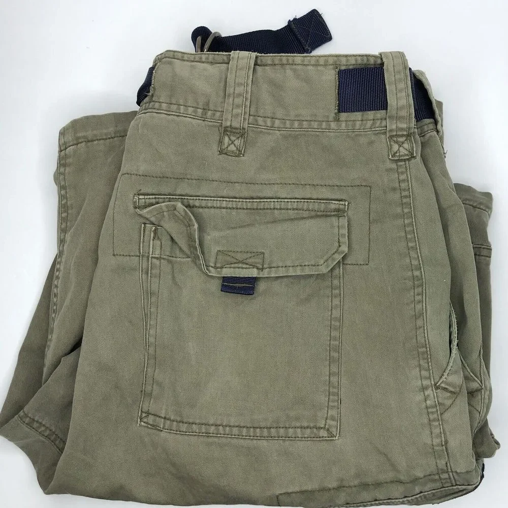 Abercrombie Fitch Men's Large Green Cargo Utility Baggy Y2K Belted Cargo‎ Shorts